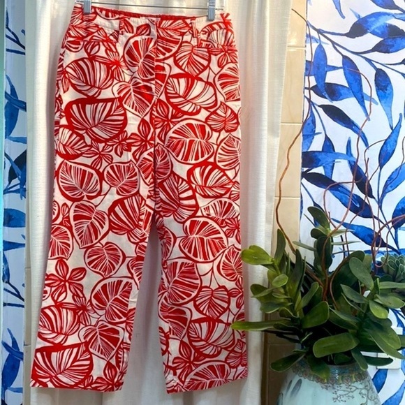 Women’s Talbot's Red and White Firecracker Cotton & Spandex Pants Size 6 - Picture 1 of 8
